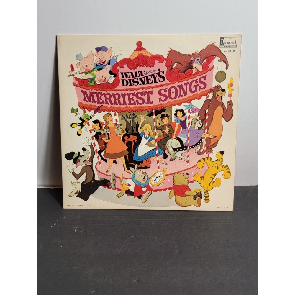 Walt Disney's Merriest Songs Vinyl Record Album 1968 DL-3510
